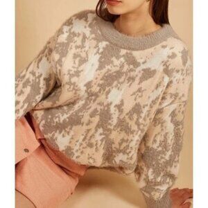 FRNCH Paris Abstract Sweater Crewneck Gray Pink